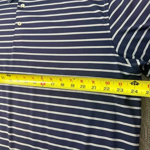 Peter Millar Summer Comfort Navy and White Striped Polo XL - Picture 9 of 11